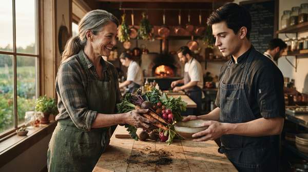 Editorial illustration for From Field to Fork: How a Reaction to Industrial Food Forged the Farm-to-Table Movement